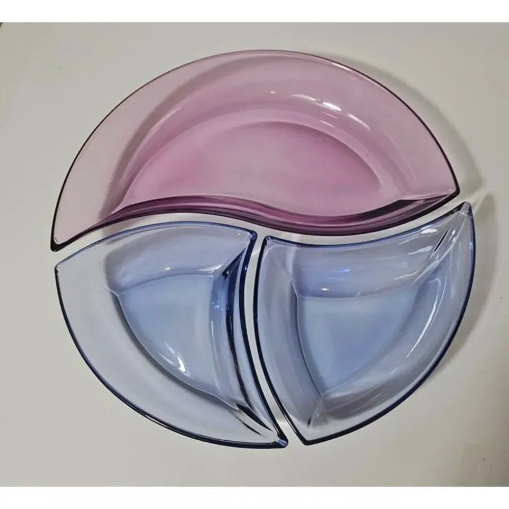 Villeroy & Boch NewWave Move Blue Mauve Glass Serving Bowls Set of 3 Y2K